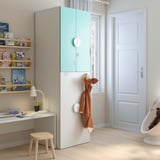 SMÅSTAD Wardrobe with pull-out unit, white pale turquoise/with clothing rod, 60x57x196 cm