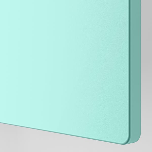 SMÅSTAD Wardrobe with pull-out unit, white pale turquoise/with clothing rod, 60x57x196 cm