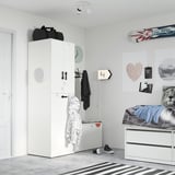 SMÅSTAD Wardrobe with pull-out unit, white white/with clothing rod, 60x57x196 cm