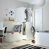 SMÅSTAD Wardrobe with pull-out unit, white white/with clothing rod, 60x57x196 cm
