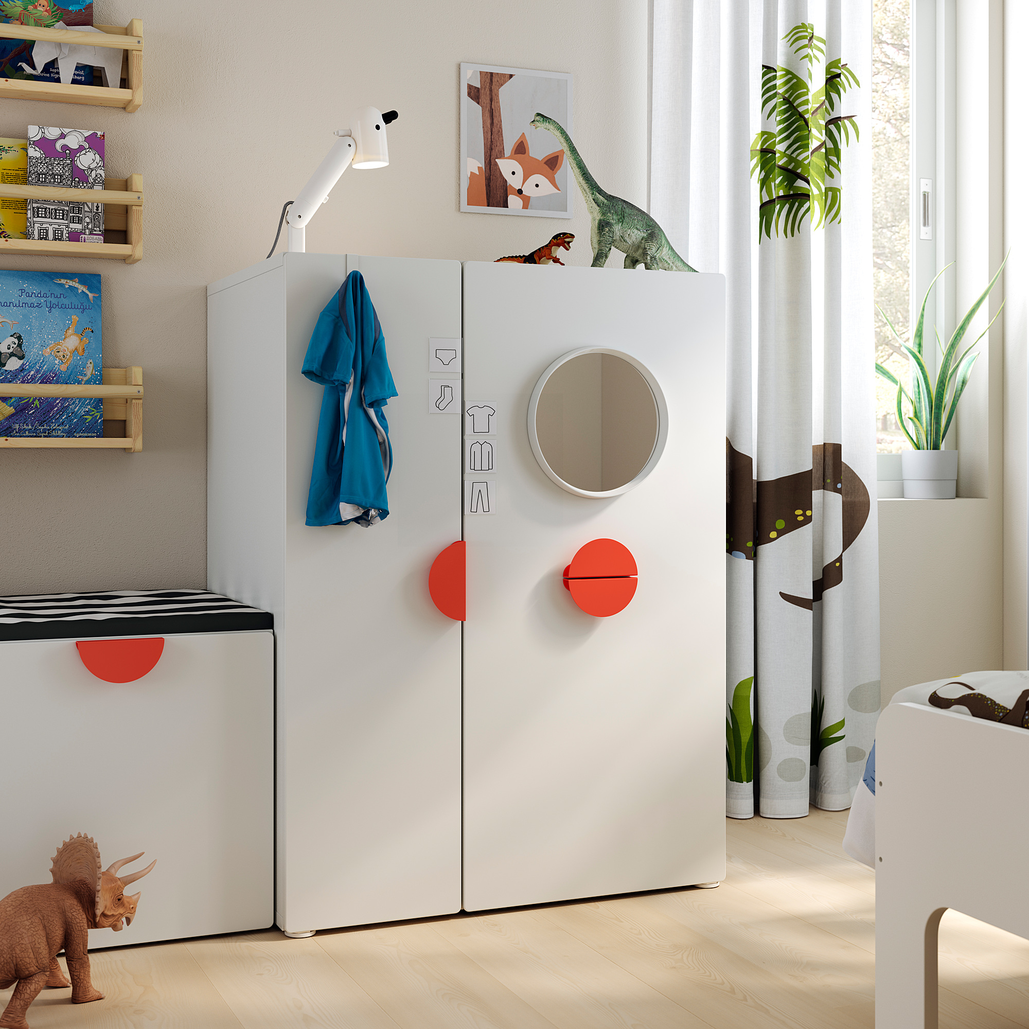 SMÅSTAD Wardrobe with pull-out unit, white, 80x57x108 cm