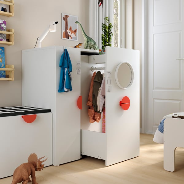 SMÅSTAD Wardrobe with pull-out unit, white, 80x57x108 cm