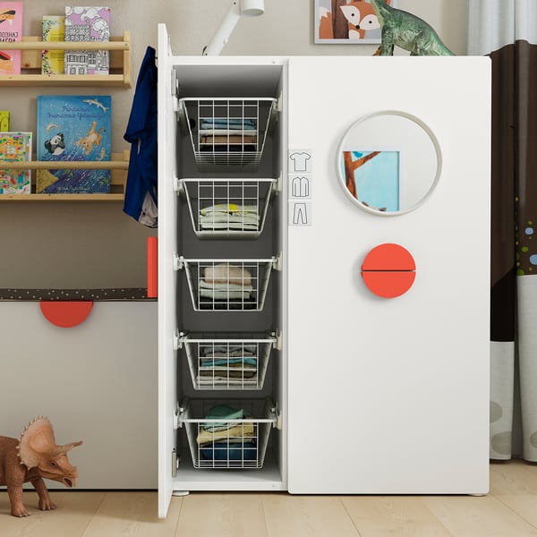 SMÅSTAD Wardrobe with pull-out unit, white, 80x57x108 cm