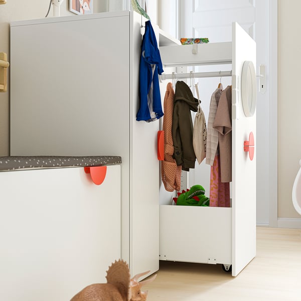 SMÅSTAD Wardrobe with pull-out unit, white, 80x57x108 cm