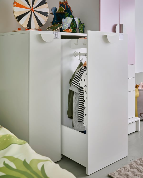 SMÅSTAD Wardrobe with pull-out unit, white, 80x57x108 cm