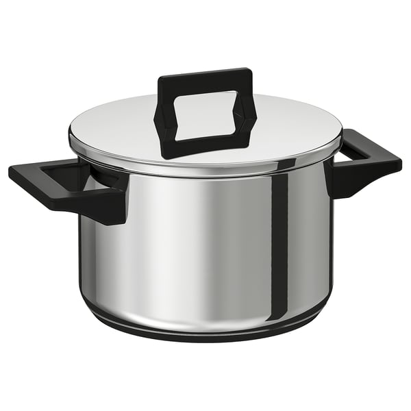 SNITSIG Pot with lid, stainless steel, 3 l