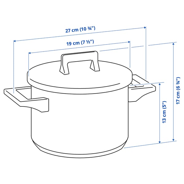 SNITSIG Pot with lid, stainless steel, 3 l