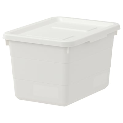 SOCKERBIT Box with lid, white, 19x26x15 cm