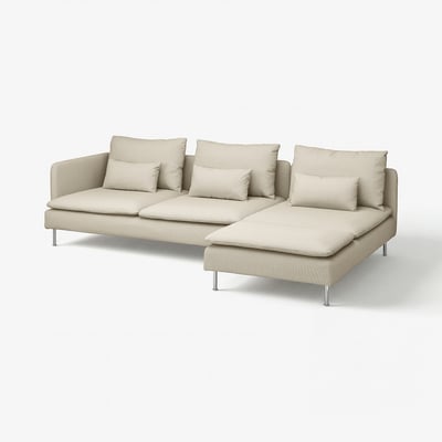 SÖDERHAMN 4-seat sofa with chaise longue, and open end Fridtuna/light beige