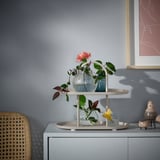 SOMMARÖGA Serving stand, two tiers, light grey-beige