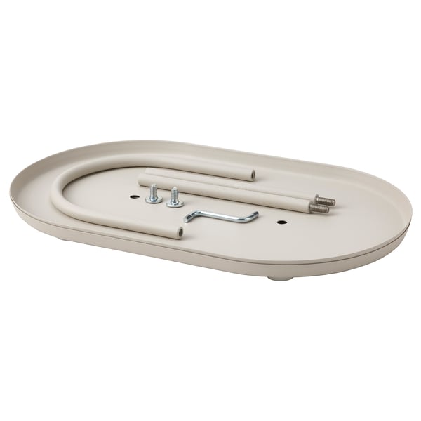 SOMMARÖGA Serving stand, two tiers, light grey-beige