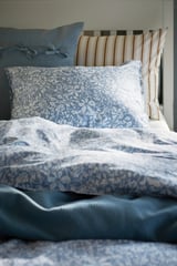 SOMMARSLÖJA Duvet cover and 2 pillowcases, blue/floral pattern, 240x220/50x80 cm
