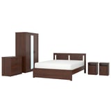 SONGESAND Bedroom furniture, set of 5, brown, 150x200 cm