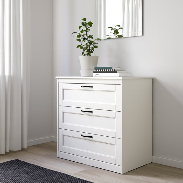 SONGESAND Bedroom furniture, set of 5, white, 150x200 cm