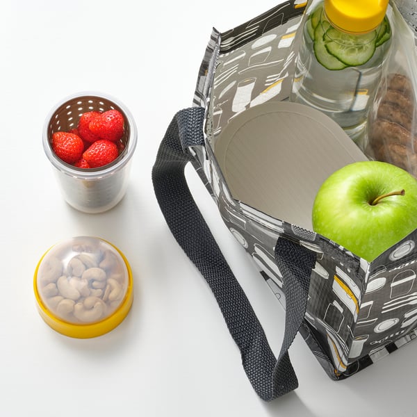 SPLITTERNY Snack container, grey/yellow, 300 ml