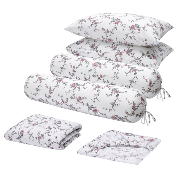 STENÖRT 6-piece bedlinen set, flower, Queen