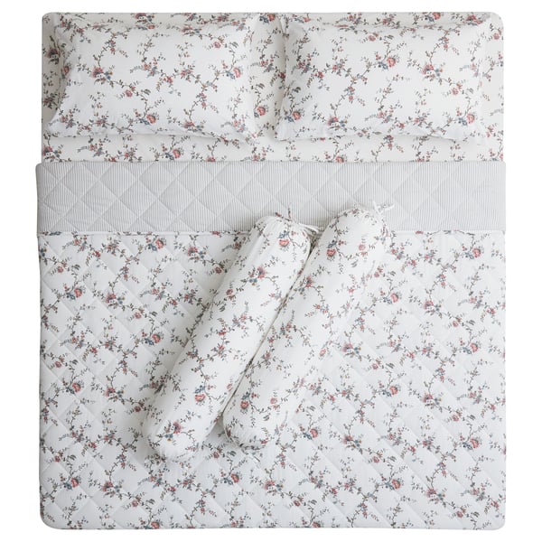STENÖRT 6-piece bedlinen set, flower, Queen