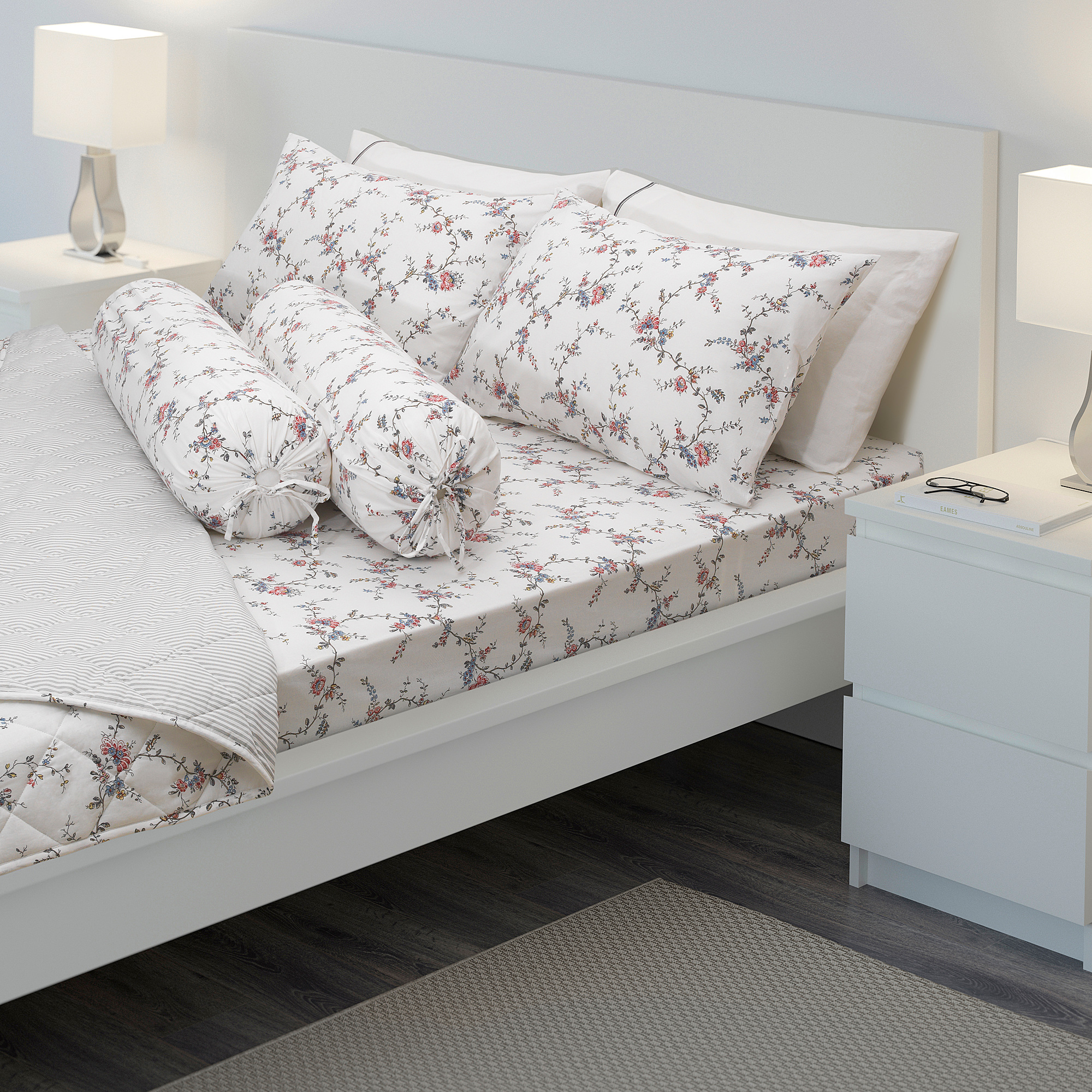 STENÖRT 6piece bedlinen set, flower, King IKEA