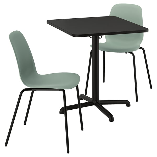 STENSELE / LIDÅS Table and 2 chairs, anthracite anthracite/green black, 70x70 cm