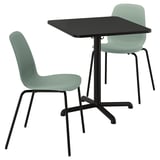 STENSELE / LIDÅS Table and 2 chairs, anthracite anthracite/green black, 70x70 cm