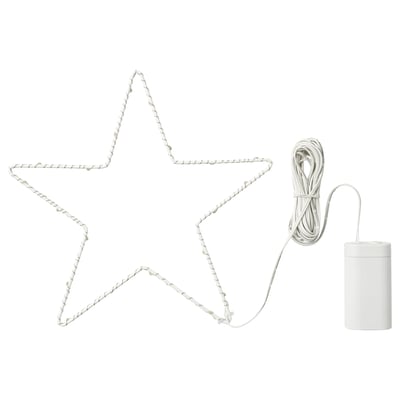 STRÅLA LED decoration lighting, battery-operated/star-shaped silver-colour, 27 cm