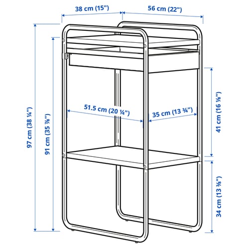 Illustration with measurements for the product: SUNNERSTA.