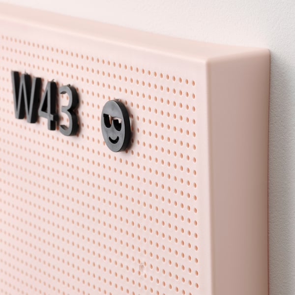 SVENSÅS Pegboard with letters, pink, 30x40 cm