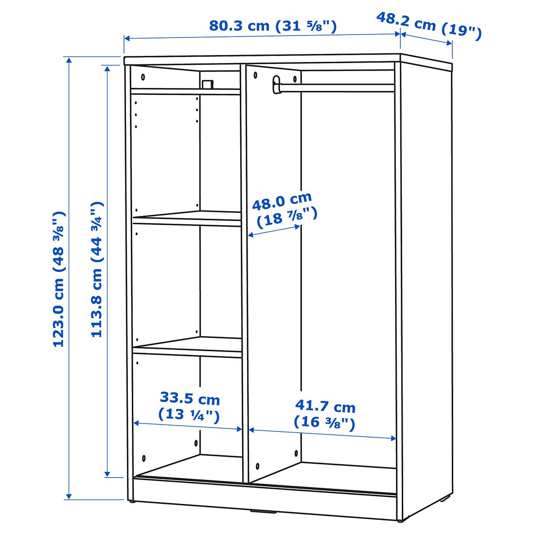 SYVDE Open wardrobe, white, 80x123 cm IKEA