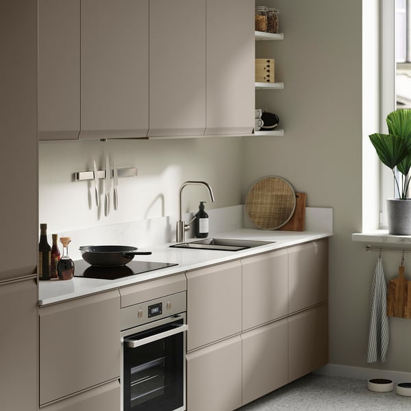 TÄRNHULT Custom made wall panel, white/grey marble effect/glass composite, 1 m²x2.0 cm