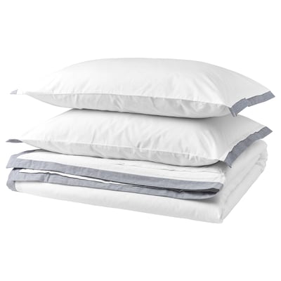 TÅTELSMYGARE Duvet cover and 2 pillowcases, white/blue, 240x220/50x80 cm