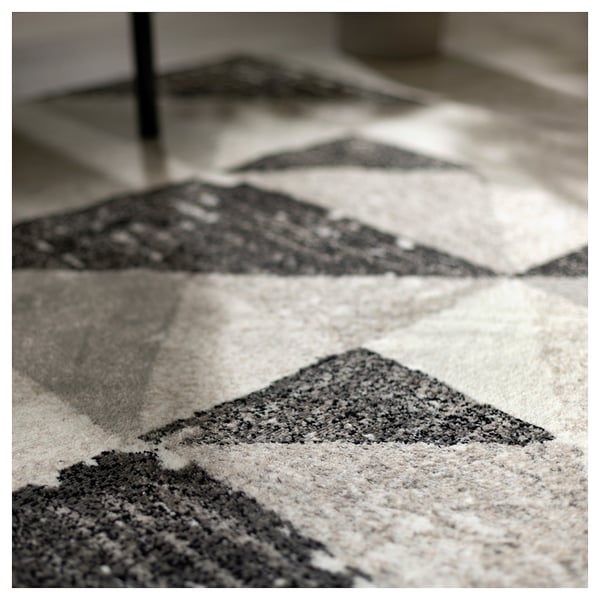 TILLFART Rug, low pile, triangle/grey, 160x230 cm