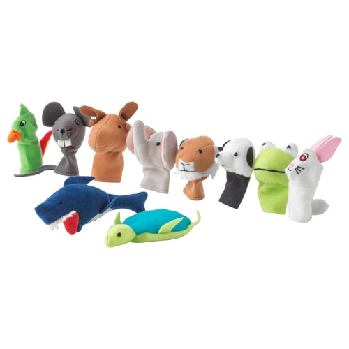 Assorted TITTA DJUR finger puppets in various colours & designs, made of polyester fabric for both small & large fingers.