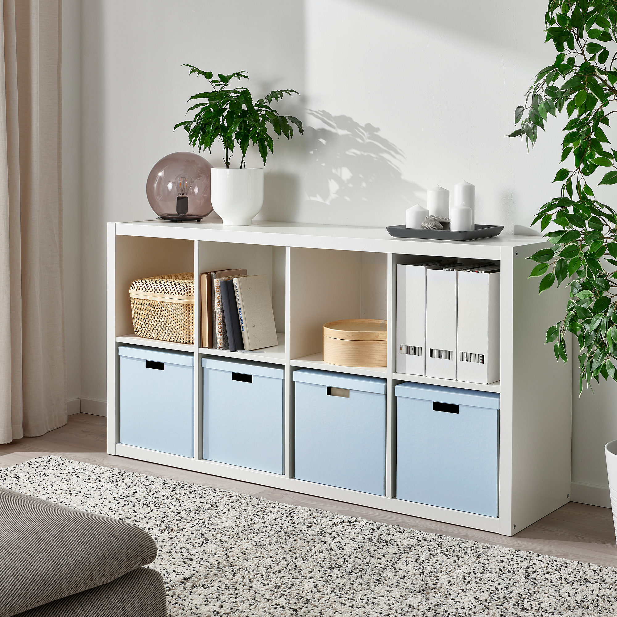 TJENA Storage box with lid, blue, 32x35x32 cm