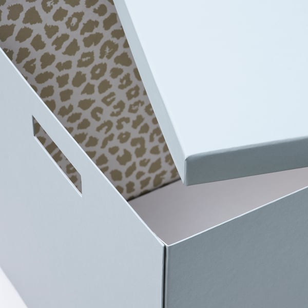 TJENA Storage box with lid, blue, 32x35x32 cm