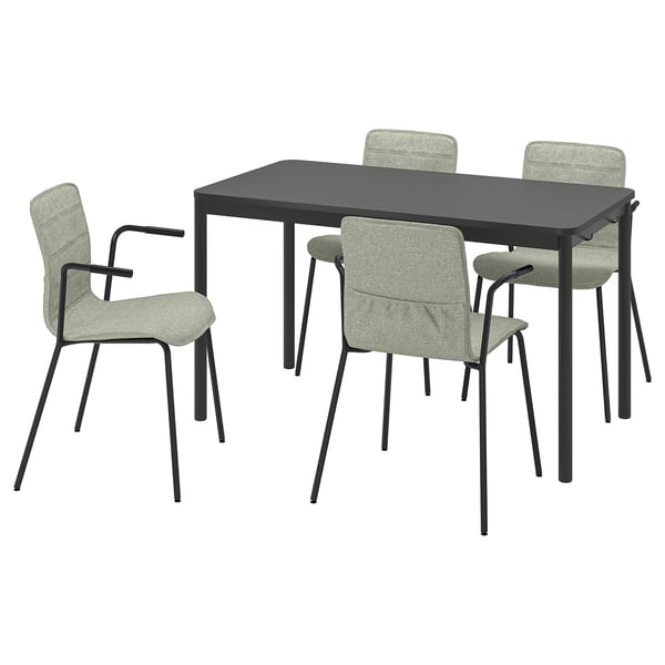 TOMMARYD / LÄKTARE Conference table and chairs, anthracite light green/black, 130x70 cm