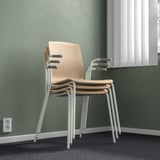 TOMMARYD / LÄKTARE Conference table and chairs, light grey/birch veneer white, 130x70 cm
