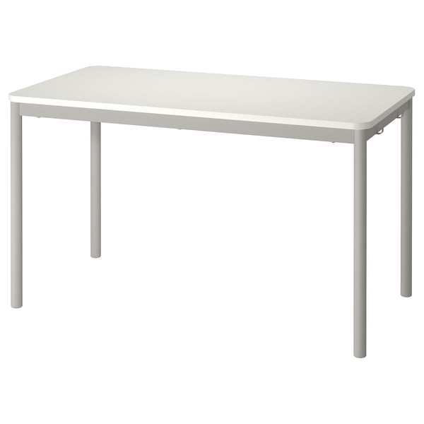 TOMMARYD / LÄKTARE Conference table and chairs, white light grey/birch veneer, 130x70 cm