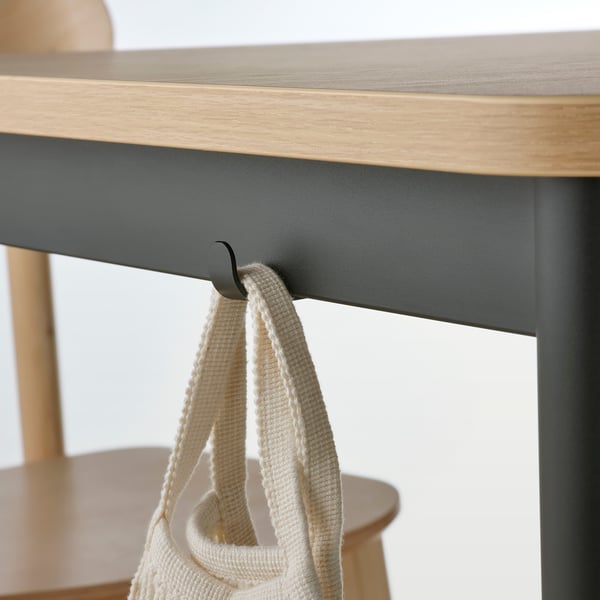 TOMMARYD / LÄKTARE Conference table and chairs, white stained oak veneer/anthracite light beige, 130x70 cm