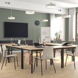 TOMMARYD / LÄKTARE Conference table and chairs, white stained oak veneer/anthracite light beige, 130x70 cm