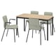 TOMMARYD / LÄKTARE Conference table and chairs, white stained oak veneer/anthracite light green, 130x70 cm