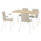 TOMMARYD / LÄKTARE Conference table and chairs, white stained oak veneer/light beige white, 130x70 cm