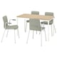 TOMMARYD / LÄKTARE Conference table and chairs, white stained oak veneer/light green white, 130x70 cm