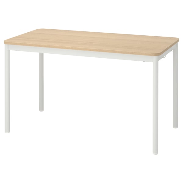TOMMARYD Table, white stained oak veneer/white, 130x70 cm