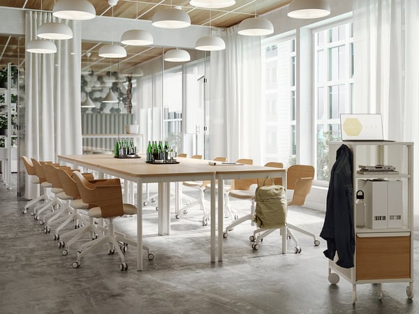 TOMMARYD Table, white stained oak veneer/white, 130x70 cm