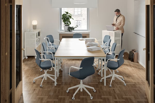 TOMMARYD Table, white stained oak veneer/white, 130x70 cm