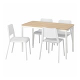 TOMMARYD / TEODORES Table and 4 chairs, oak white/white, 130x70 cm