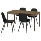 TONSTAD / NORDMANSSKÄR Table and 4 chairs, brown stained oak veneer/Bomstad black black, 150x80 cm