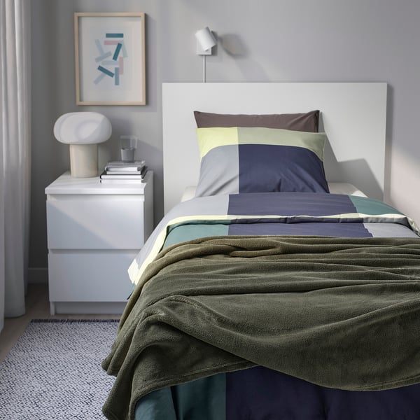 TRATTVIVA Bedspread, dark grey-green, 150x250 cm