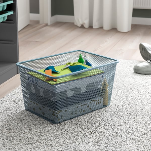 TROFAST Storage combination with boxes, grey/grey-blue, 99x44x95 cm