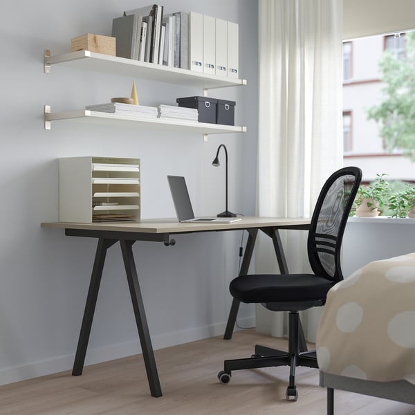 TROTTEN Desk, beige/anthracite, 140x80 cm